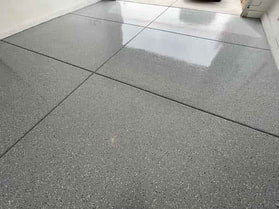 residential epoxy job gray garage floor